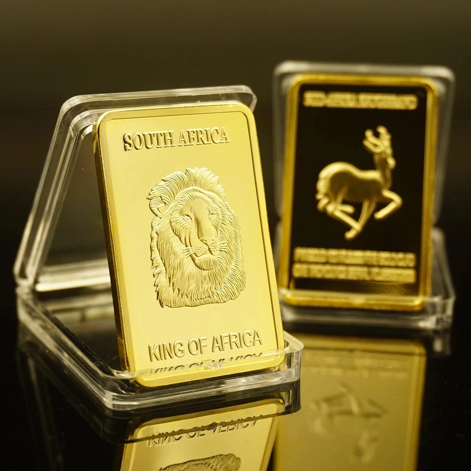 Южно Африканская позолоченная барная монета Fyngoud с золотым покрытием толщина 100