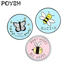 Эмалированная брошь в виде бабочки, пчелы, насекомых