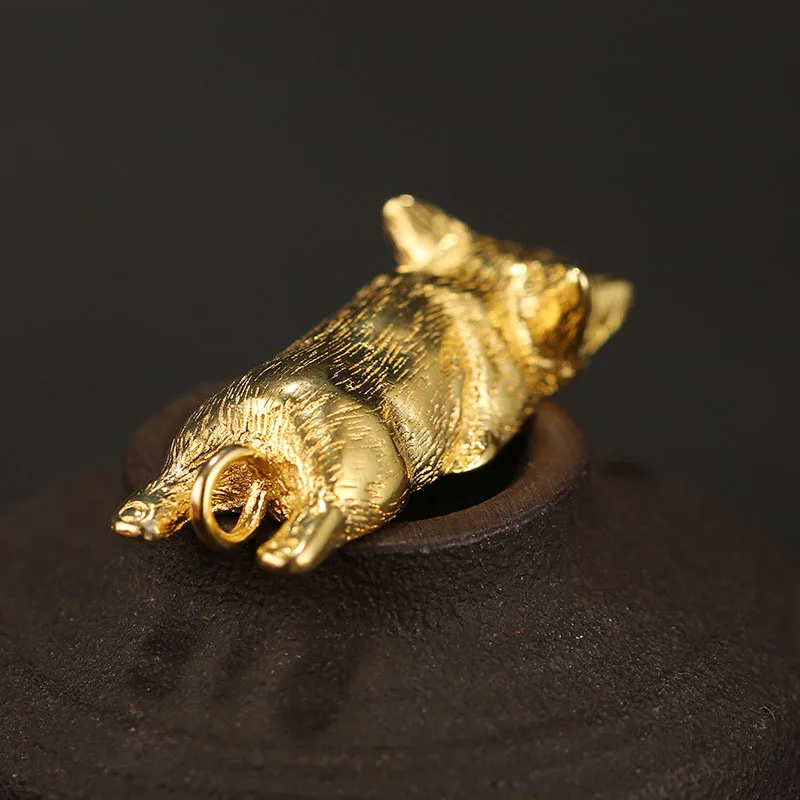 Латунный брелок счастливая Спящая собака Подвески винтажные металлические