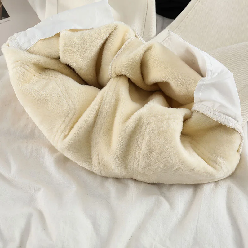 

Plus Velvet High Waist Retro Washed Plus Size Wide Leg Jeans Women Casual Winter Loose Straight Fleece Hot Lining Thicken FC422