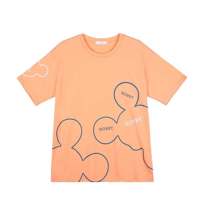 

Short sleeve T-shirt female summer 2021 new recreational half long sleeve blouse loose han edition