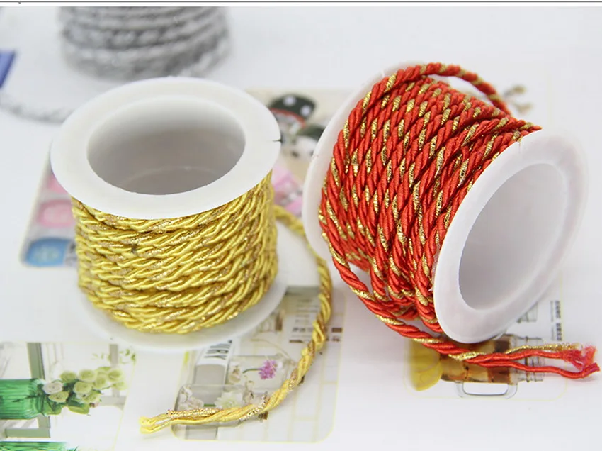 

3M/Roll 3 Colors Silk Decorative Rope DIY Craft Supplies Clothing Gift Tag Rope Hand-woven Clothing Sewing Material Accessories