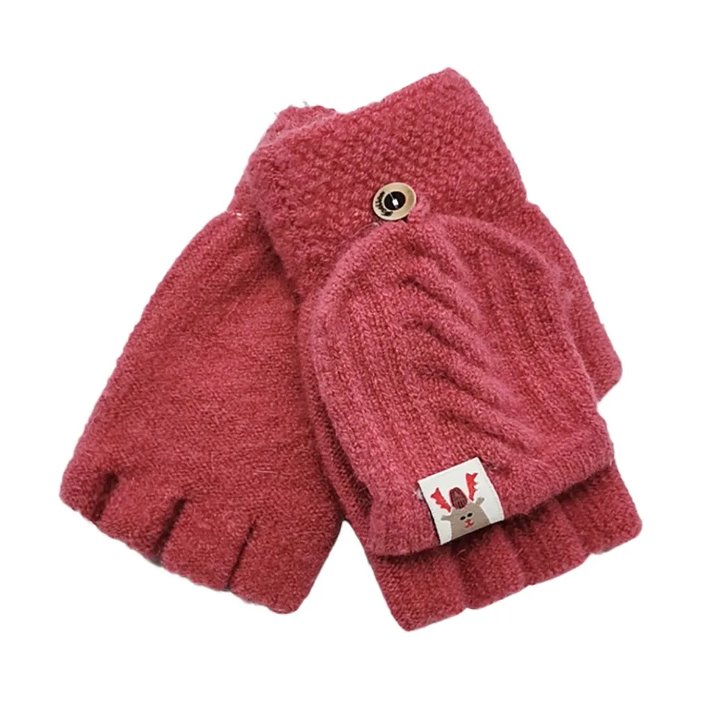 New Design Fashion Unisex Children Kids Winter Warm Knitted Convertible Flip Top Fingerless Mittens Gloves Christmas gift | Детская