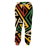 ujwi fashion men casual full length pants striped colorful geometry 3d joggers sweat pants street hip hop style sweatpants