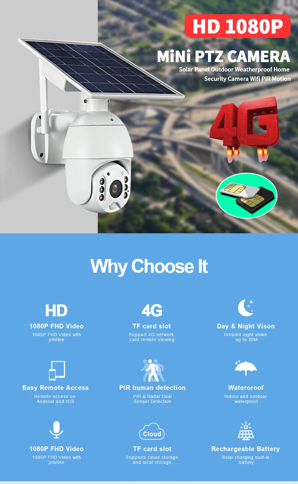 HD IP камера 3g 4G оболочка Солнечная камера безопасности наружная внутренняя безопасность с солнечной панелью
