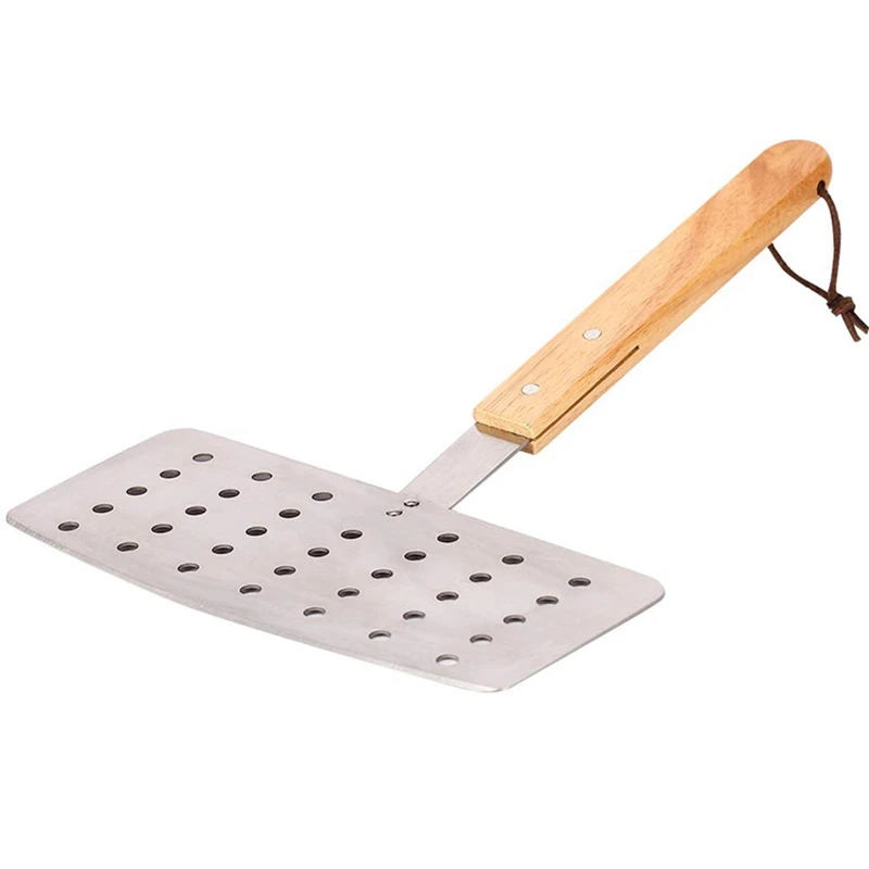 

Newer Ultra-Wide Stainless Steel Metal Grill Spatula-Shaped Clip, with Solid Wood Handle, Can Be Used to Cut Fish(1 PCS)