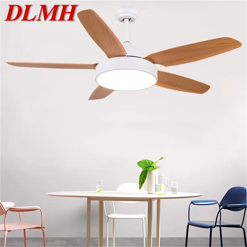 

DLMH Modern Simple Ceiling Fan Light Remote Control 52" LED Wood Lamp for Home Living Dining Room
