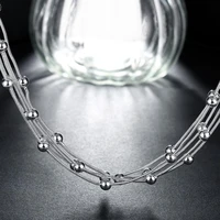 fashion brand 925 sterling silver smooth beads necklace for women jewelry pendant christmas gifts wedding
