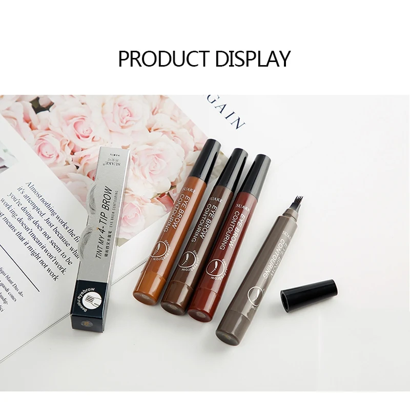 Натуральные четыре цвета для бровей водонепроницаемые ручка с защитой от пятен