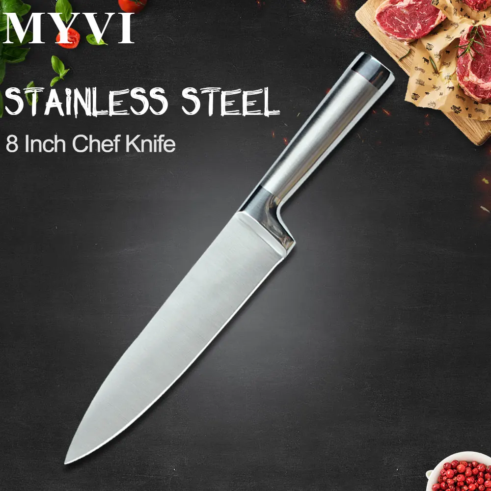 B.8 inch Chef Knife Набор кухонных ножей, нож с ручкой из нержавеющей стали, нож для нарезки хлеба Santoku, нож шеф-повара для правой и левой руки - Цвет: B.8 inch Chef Knife