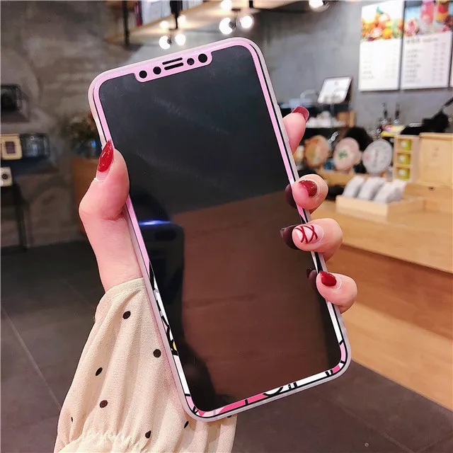Защита экрана для iPhone Xs Max Xr X 11 Pro закаленное стекло с мультяшным