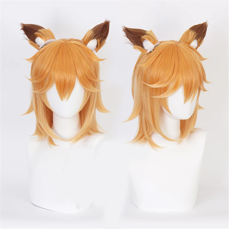 Аниме Sewayaki Kitsune no Senko san короткие синтетические волосы парик + лисички уши косплей