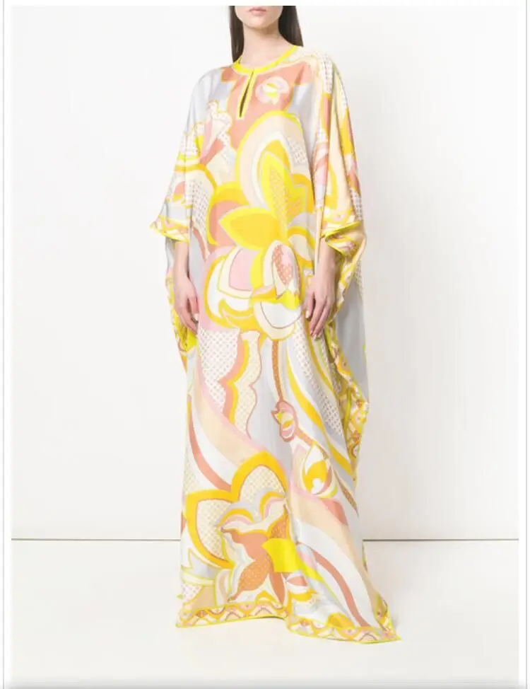 

New Fashion Summer Bohemian Dress V neck Loose Printed Stretch Knitted Plus Size for Women