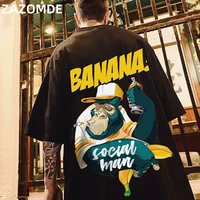 zazomde hip hop mens cotton t shirt fashion loose men bf student banana print short sleeved tees cool man wear round neck tshirt