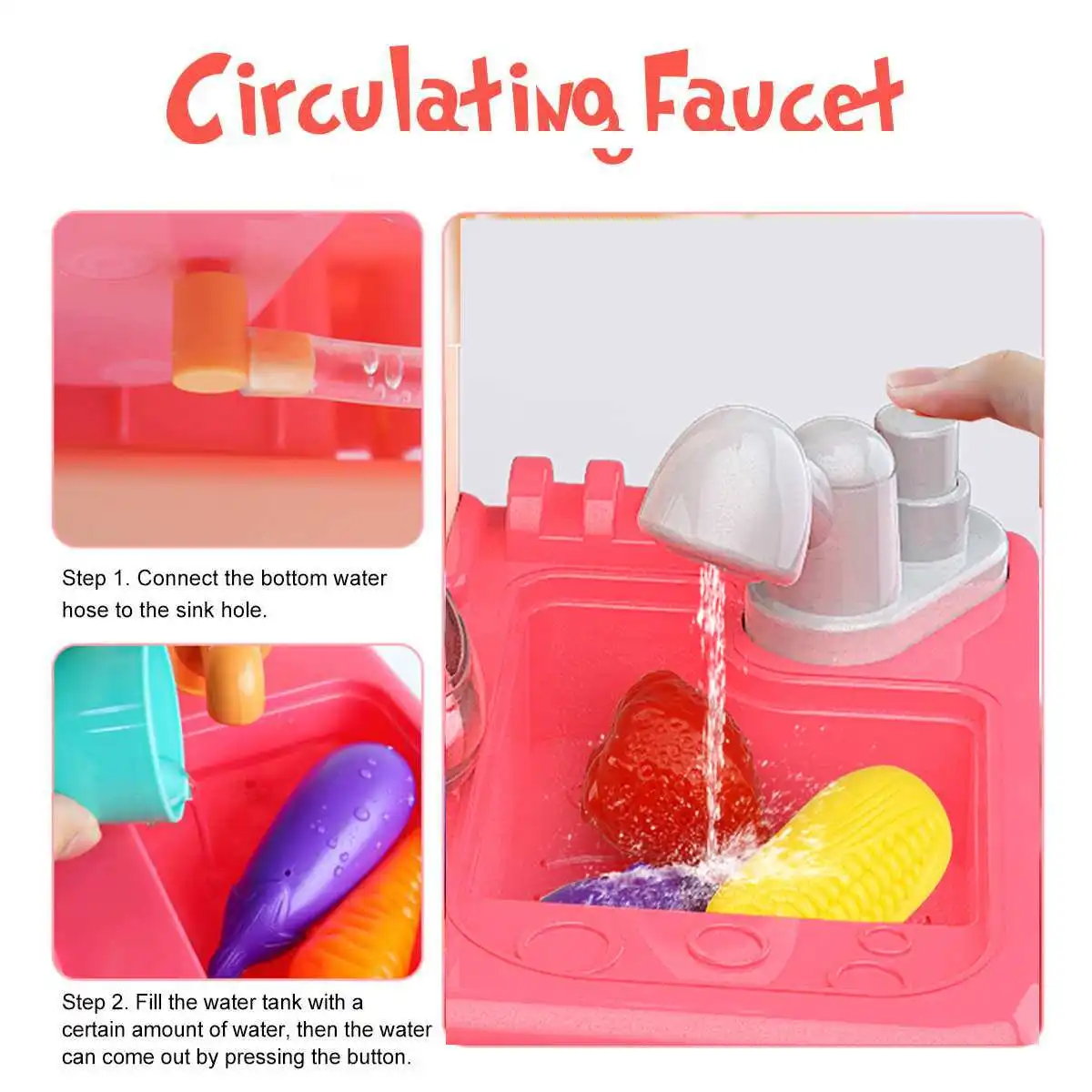 

Children's Kitchen Toy for Kid 42Pcs Simulation Spray Water Dinnerware Pretend Play Cooking Table Set Gifts