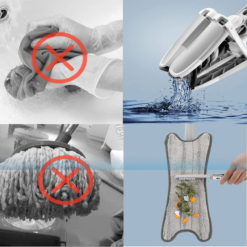 X-Type Floor Mop with 3pcs Reusable Microfiber Pads 360 Degree Flat for Home Replace Hand-Free Wash Household Cleaning Tools | Дом и сад