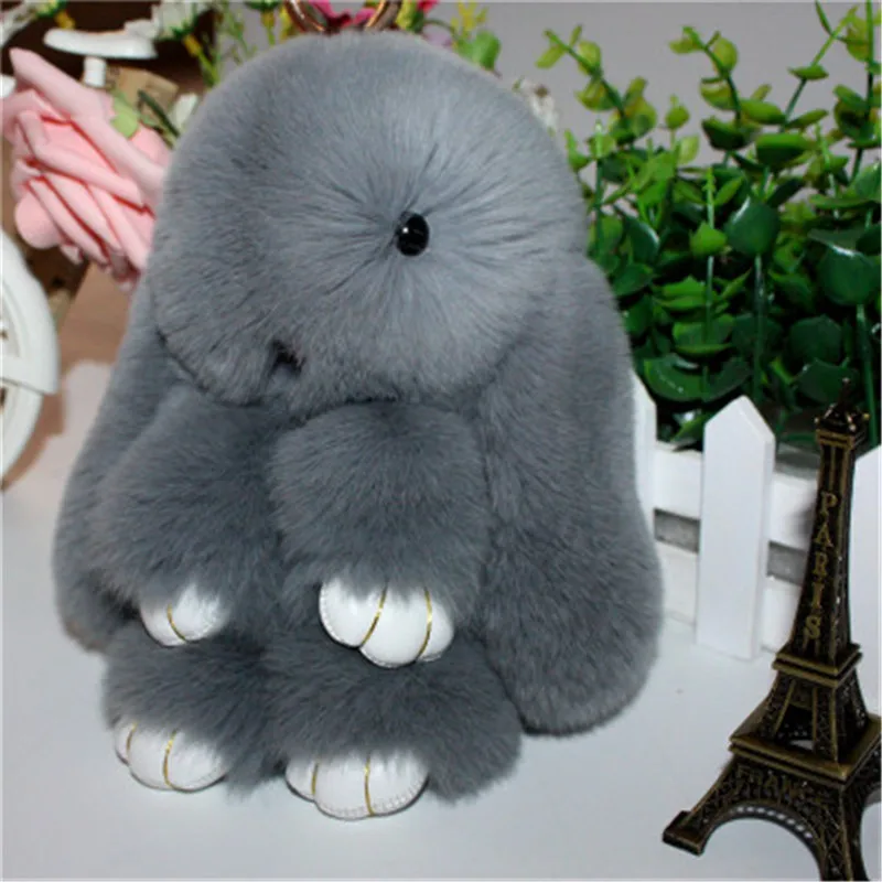 Брелок для ключей с милым плюшевым Кроликом женский меховой помпон кольцо