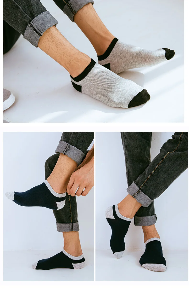 Мужские короткие носки из хлопка Сезон весна-лето Модные Повседневные с низким