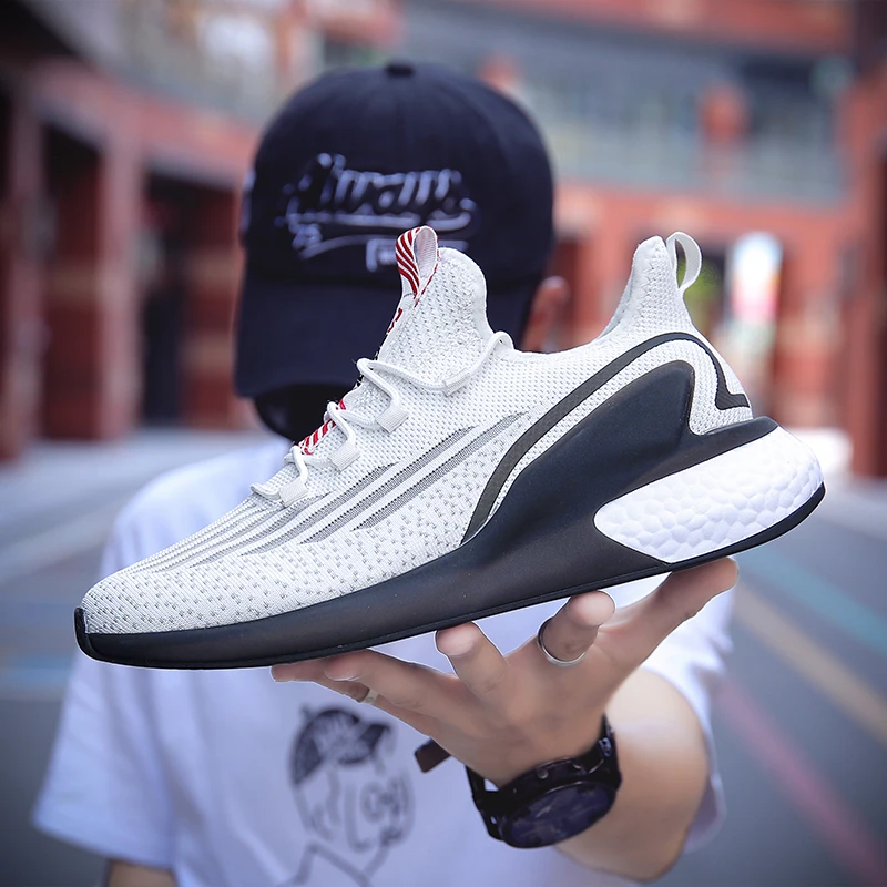 

Мужские кроссовки для бега, повседневная спортивная обувь, дышащие, из натурального попкорна, удобные