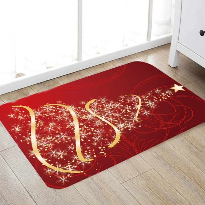 

Christmas Thick Flannel Carpet Home Textile Santa Claus Print Carpet Bedroom Bedside Floor Mat For Living Room Area Rugs