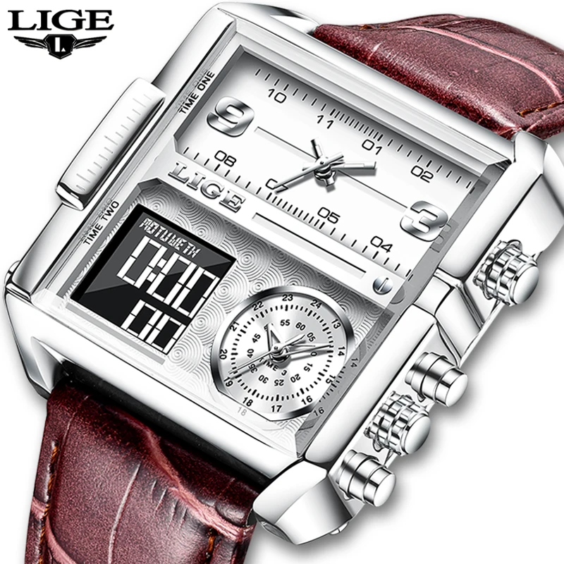 2021 LIGE Sports Watch Men Top Luxury Brand Waterproof Wristwatch Men Quartz Analog Military Digital Watches Relogio Masculino lige new mens watches top brand luxury men s military sports watch men silicone waterproof clock analog quartz wristwatch box