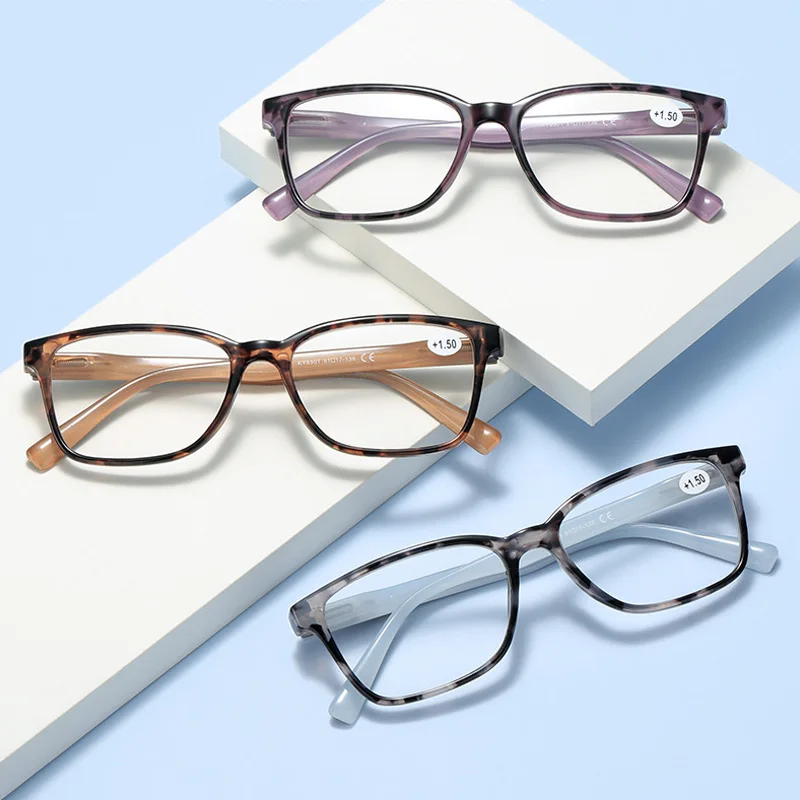 

Fashion Design Anti Blue Light Blocking Women Reading Glasses Men Square Radiation Computer Glasses Lenses +1.00 +1.50 +2.00