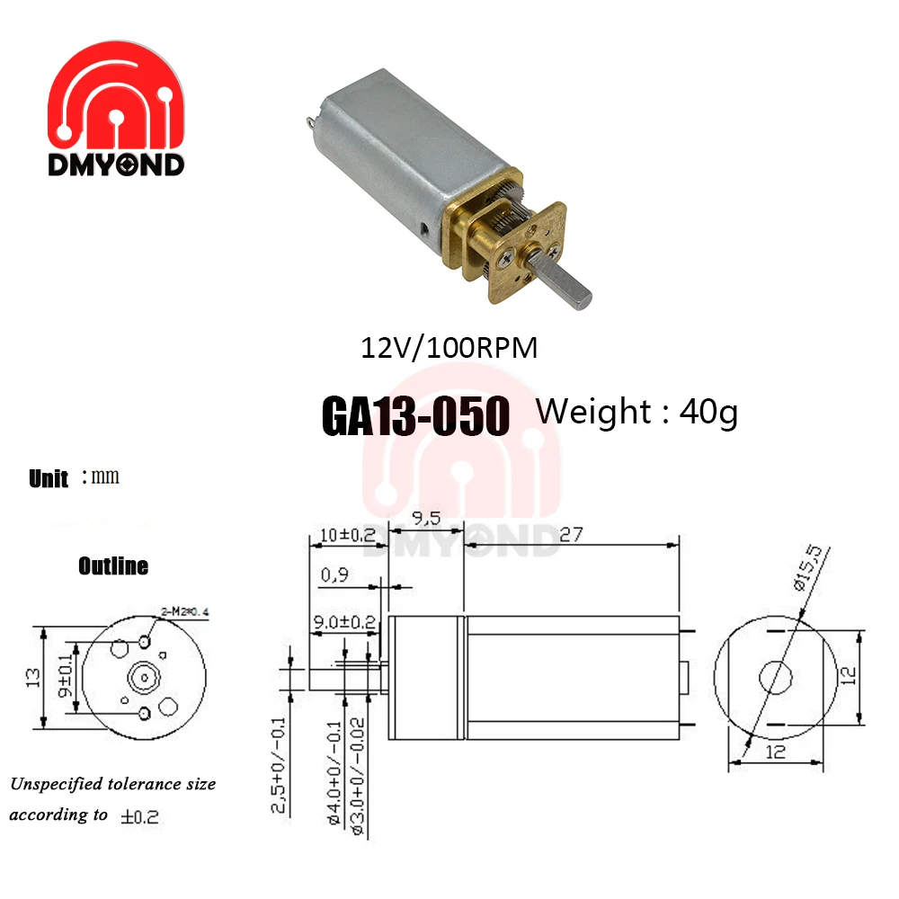 GA13-050 12 Вольт в DC мотор редуктор колесико энкодера шестерни V 100RPM микро скорость