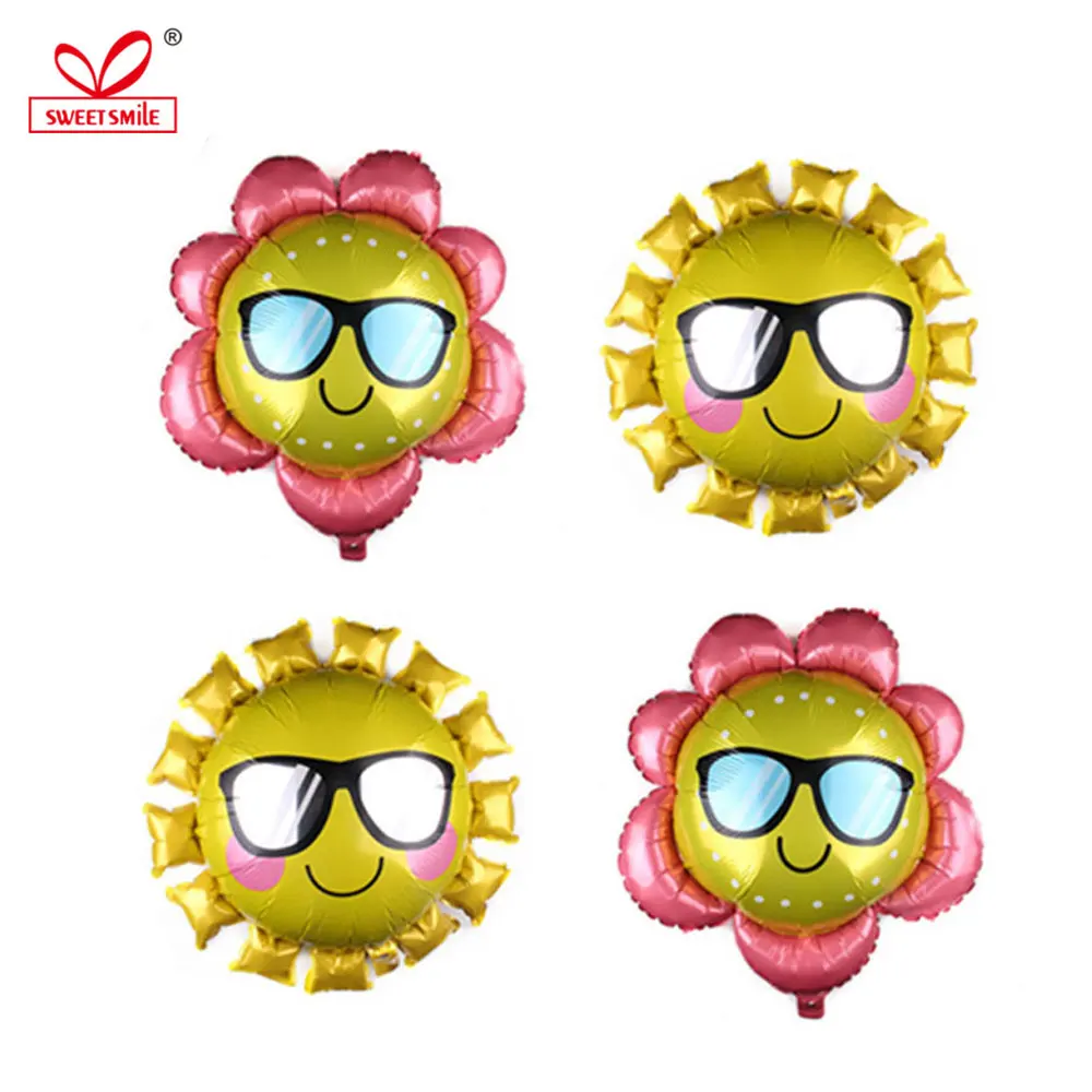 Улыбающееся лицо солнце баллон Подсолнух фольги шары с днем рождения украшения