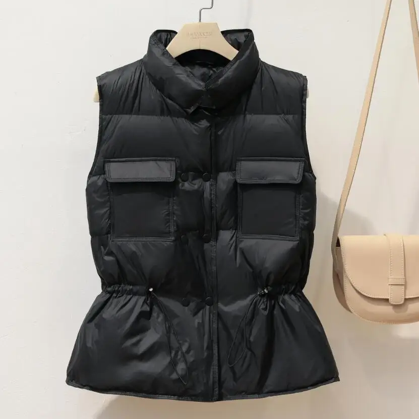 

Внесезонный свободный женский жилет, новинка 2020, модный жилет в Корейском стиле, жилет с белым утиным пухом