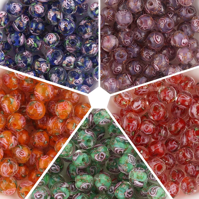 

6/8/10mm 10pcs Faceted Gold Flower Glass Abacus Round Beads DIY Bracelets Charms Necklace Beads For Jewelry Making