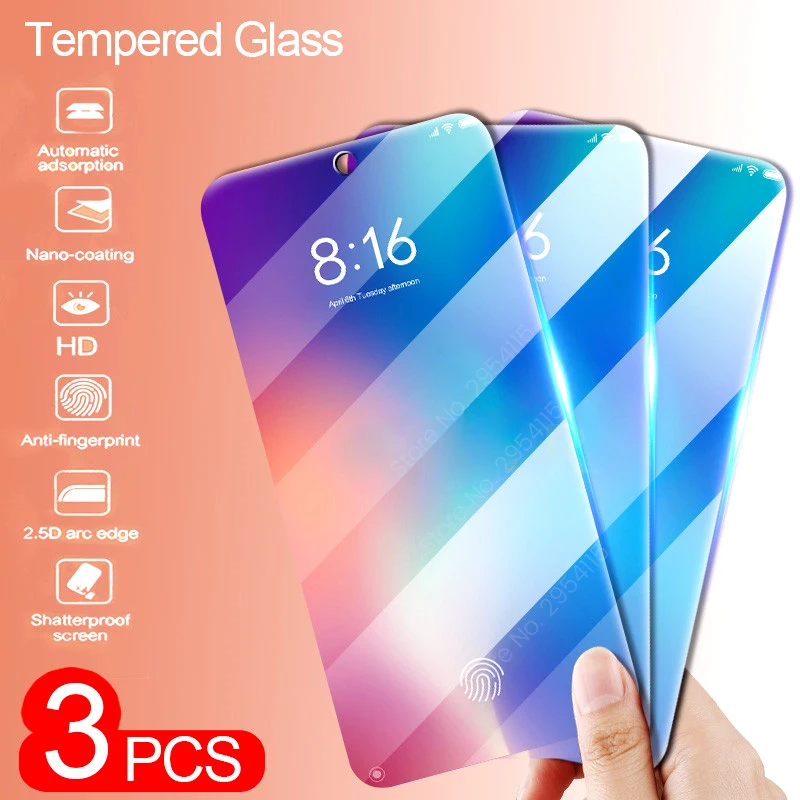 3 шт. закаленное стекло для xiaomi mi 9 8 a1 a2 lite 9se a3 9t pro play защитное стекло xio mi pocophone f1 Защитная пленка для экрана