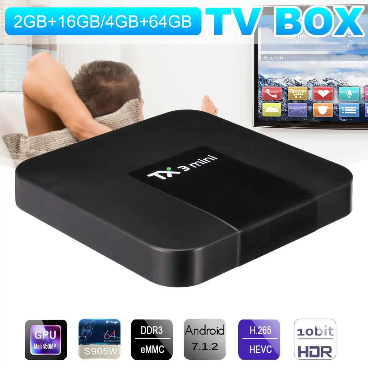 TX3 Мини Смарт ТВ-приставка Android 8 1 Amlogic S905W 4 Гб 64 2 4G WiFi 1080p 4K медиаплеер Google TX3mini |