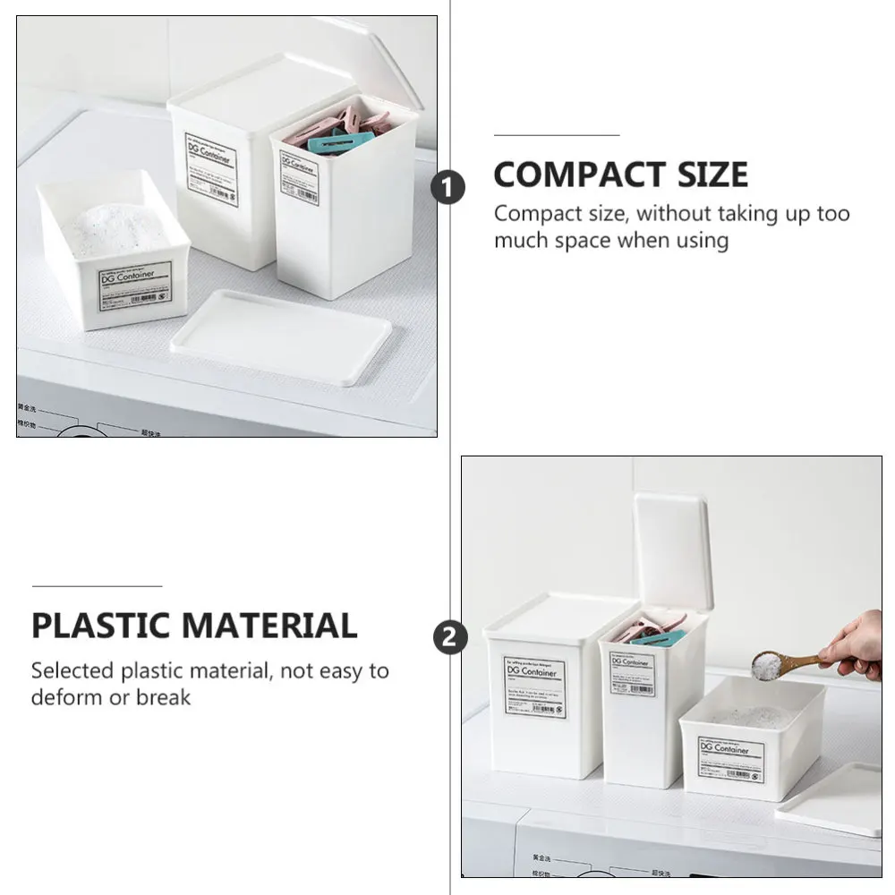 3 шт. дома Применение ящик для хранения с крышкой стиральный порошок практичный