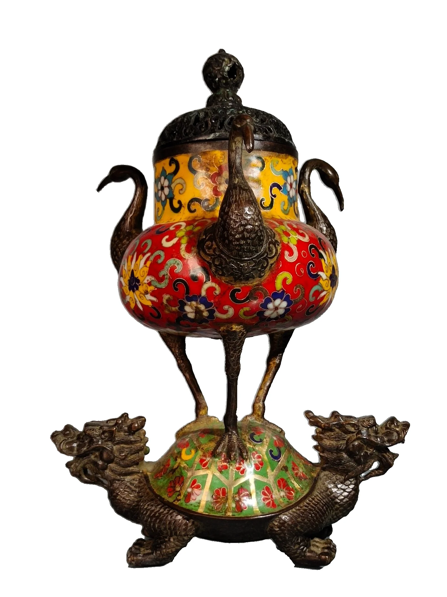 

Курильница Laojunlu из чистой меди и филигранной перегородчатой черепахи и журавля, украшение, имитация античной бронзы