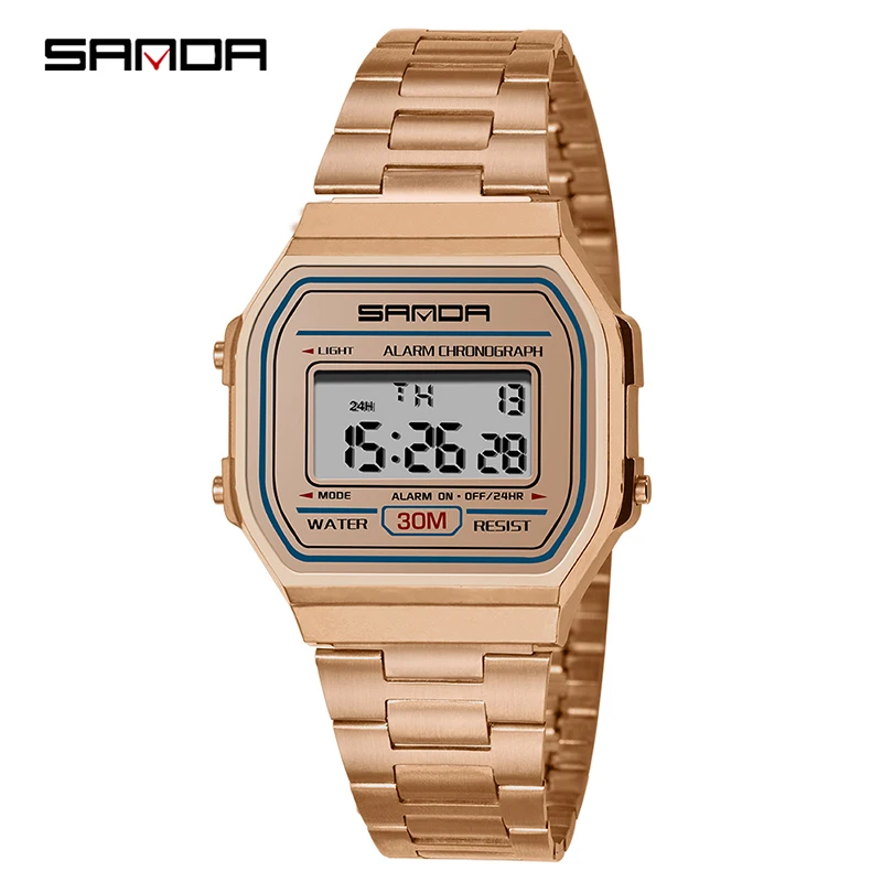Часы наручные SANDA мужские светодиодные брендовые роскошные Цифровые модные