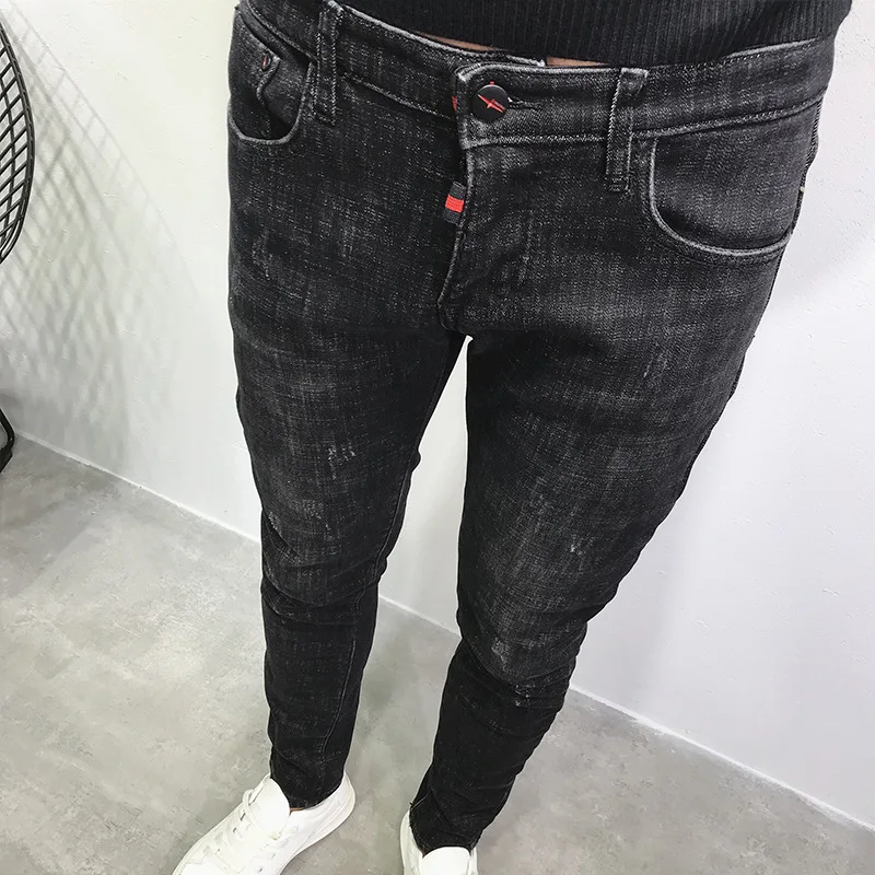 Модные рваные брюки 2021 мужские Студенческие Брюки до щиколотки в Корейском стиле