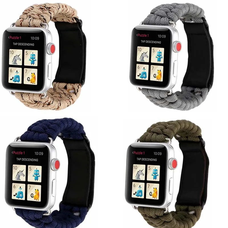 

Браслет из паракорда для Apple Watch band 38, 42, 40, 44, 41, 45, нейлоновый ремешок для Apple Watch Band SE Series 7, 6, 5, 4, 3, 2, 1