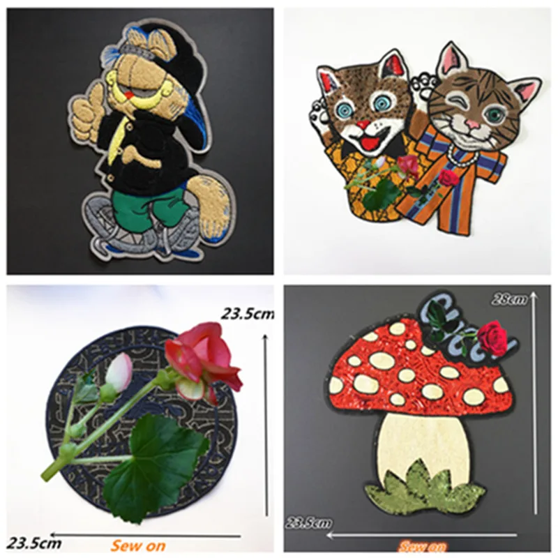 Нашивки на одежду большого размера Водорастворимые Вышитые кошки искусственный