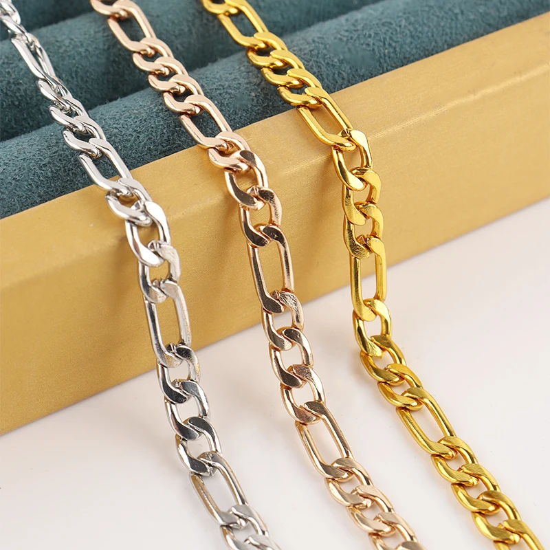 

SAUVOO 5mm Width Metal Flat Chain Oval Flat Link Bulk Chains For DIY Jewelry Necklace Making Finging Handmade Accessories