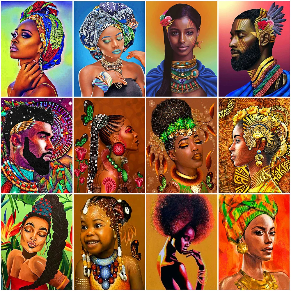 

HUACAN 5D DIY Алмазная картина африканская Женская Полная квадратная круглая Алмазная вышивка, портрет ручной работы, украшение для дома