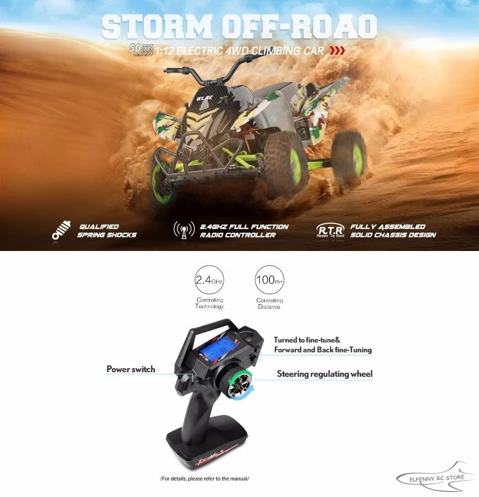 WLtoys супер мощный Радиоуправляемый автомобиль 124228-b 1:12 2,4G 4WD 50 км/ч Электрический пульт дистанционного управления скалолазание внедорожный автомобиль высокоскоростной Радиоуправляемый автомобиль игрушка