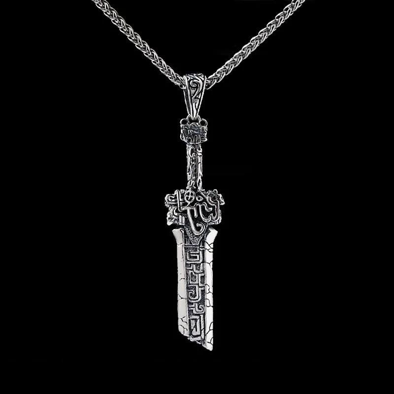 

Ancient Sword Necklace Trendy Male Fashion Thai Silver Pendant Personalized Silver Accessories Birthday Gift Jewelry