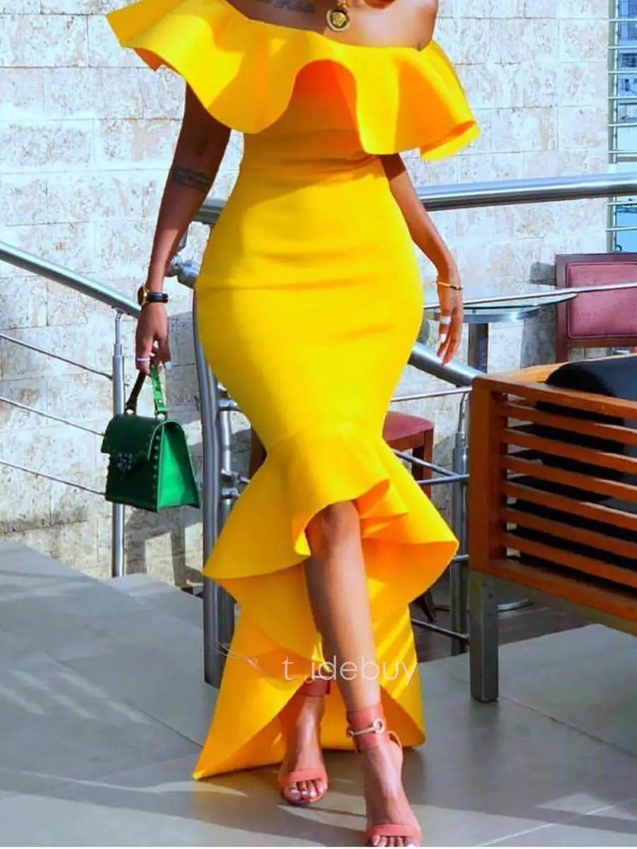 Многослойное платье с волнистым соединением в европейском и американском стиле