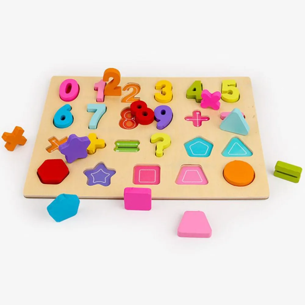 

New Style Child Clutch Plate Wooden Puzzle Baby Digital Letter Shape Puzzle Early Learning & Education Toy Colorful For Children