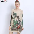 Зимние шерстяные свитера для женщин, пуловеры, платье, джемпер для девушек в саду с принтом, вязаная женская Свободная красивая одежда