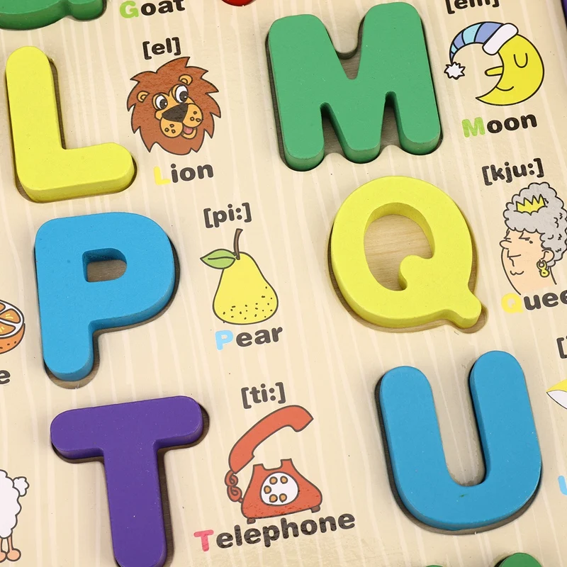 

Kids Learning Capital Letter Lowercase Alphabet Board Language Educational Wooden Toys For Children Letter Scrabble