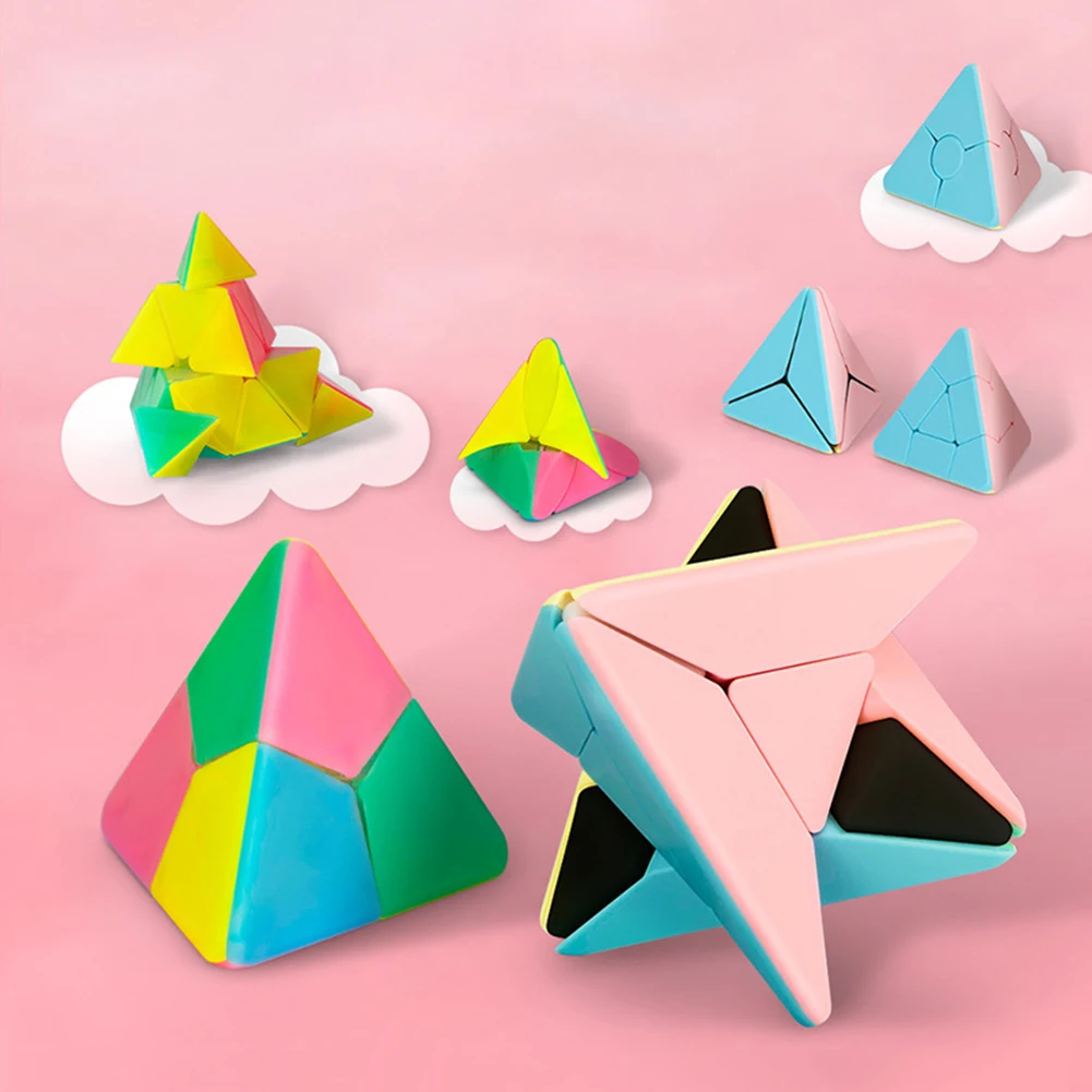 

Educational Toy Twist Folding Speed Cubes Toy Snake Magic Triangle Finger Cube Macaron Color Smooth Pyramid Cube for Student