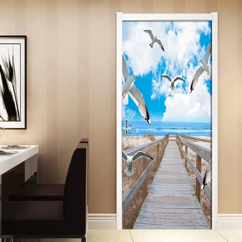 2 шт./компл. голубое небо Приморье деревянный мост голубь декор дома DIY 3D дверь