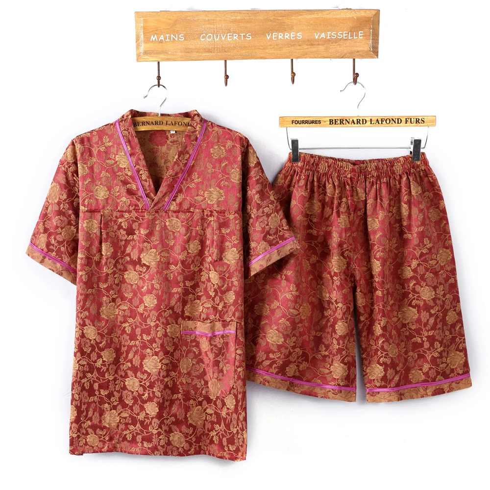 Couple Pajama Set Cooton Pajamas Men Cozy Soft Short Sleeve Nightgown Tops Shorts 2PCS Sleepwear Set Pyjamas Home Clothes