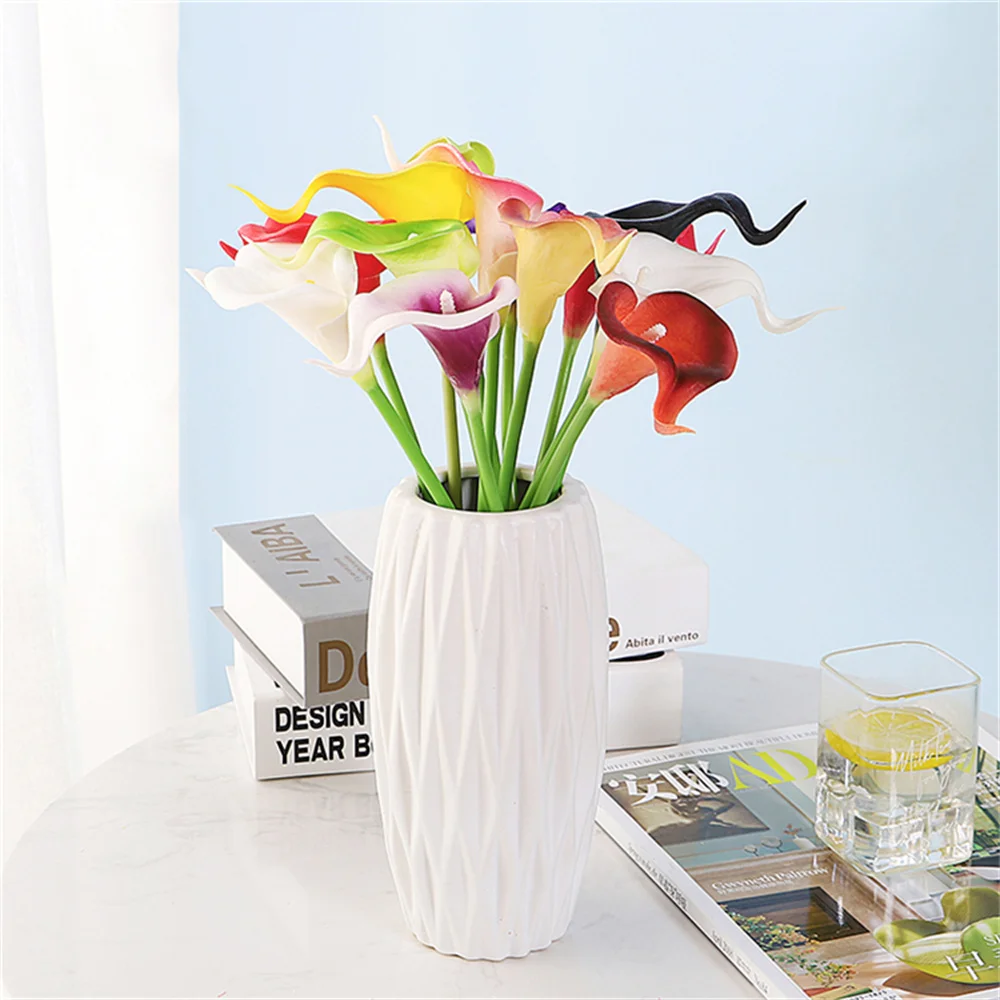

Wholesale 5PCS Artificial Decorative Flower Realistic 12 Color Mini Calla Lily Home Hotel Photography Wedding Party Decoration